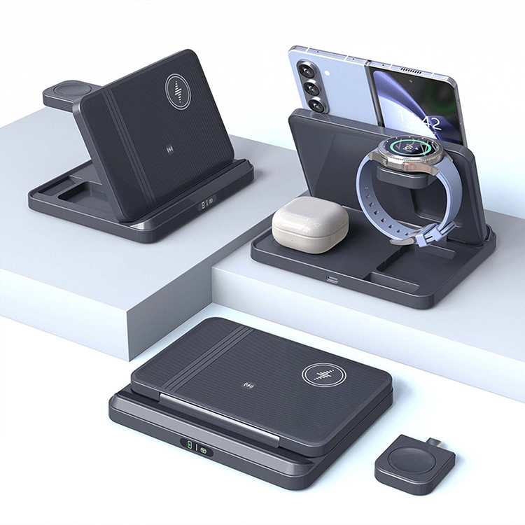 3 in 1 Wireless Charger สําหรับ Samsung Z พับ Zflip พับ Fast Charging Dock Station สําหรับ Apple