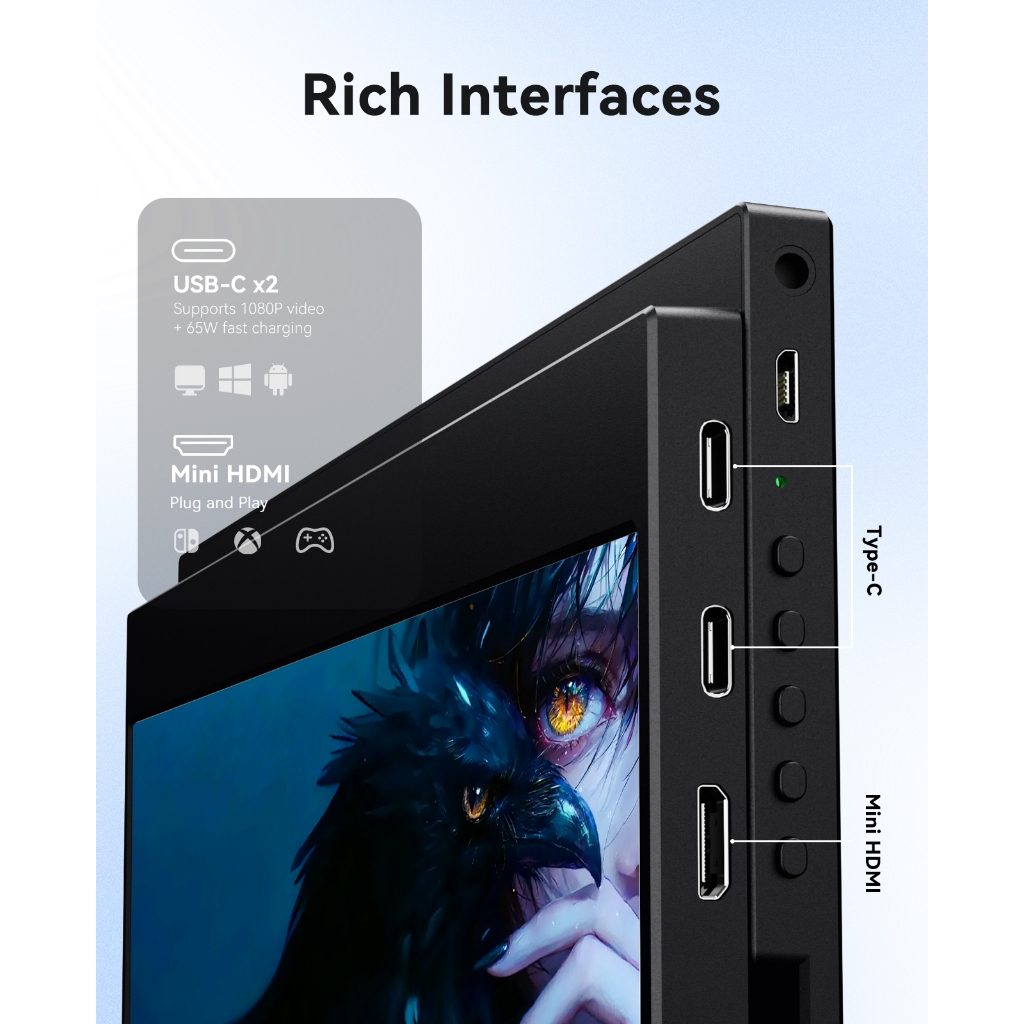 ZSCMALL 14 นิ้ว 2K จอภาพแบบพกพาแล็ปท็อป USB C HDMI Gaming Ultra-Slim จอแสดงผล IPS สมาร์ทฝาครอบและลําโพง 2160*1440P HDR Plug & Play ภายนอก Monitor สําหรับแล็ปท็อป - รูปที่ 2