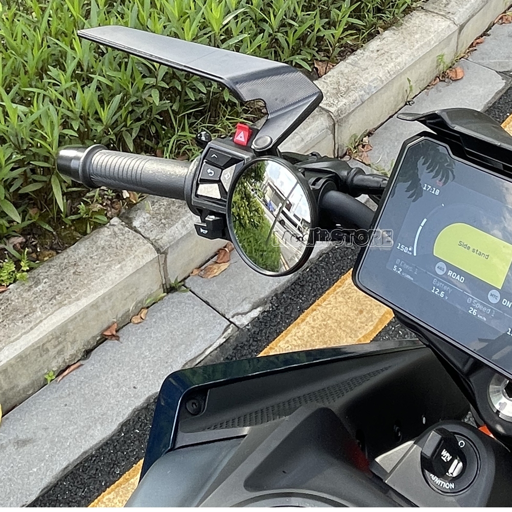 KX KLX รถจักรยานยนต์ Circular handle กระจกมองหลังมุมกว้างสําหรับ Kawasaki KLX450R KX250 KX450 KLX KX 125 250 450 KX450F KX250F - รูปที่ 2