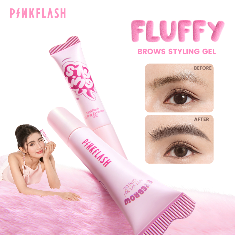 【ใหม่】PINKFLASH Fluffy จัดแต่งทรงผม Tinted Brow Gel กันน้ํา Transfer-proof 24H Lasting Tinted Feathery Brows