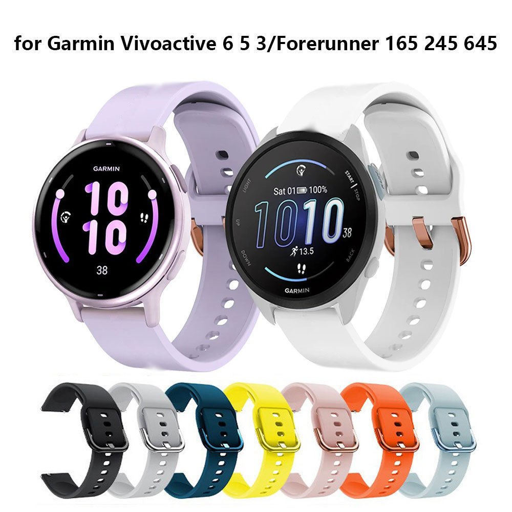 20 มม.นาฬิกาสําหรับ Garmin Vivoactive 6/5 Forerunner 165 สายนาฬิกาสมาร์ทวอทช์สร้อยข้อมือสําหรับ Vivoactive 3 Forerunner 245 645