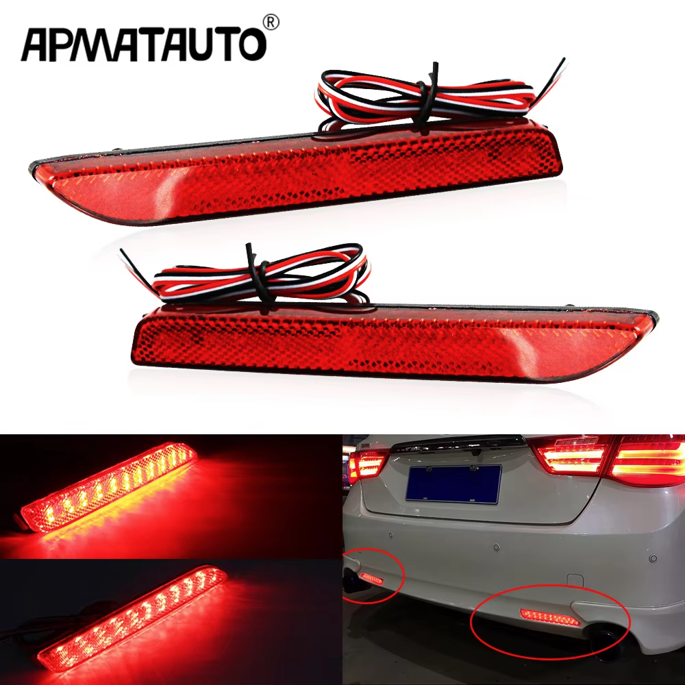 2 ชิ้น LED ไฟสะท้อนแสงกันชนหลัง ไฟท้าย ไฟเบรค สําหรับ Toyota WISH Harrier EZ Picnic Fortuner Aygo Alphard Mark X