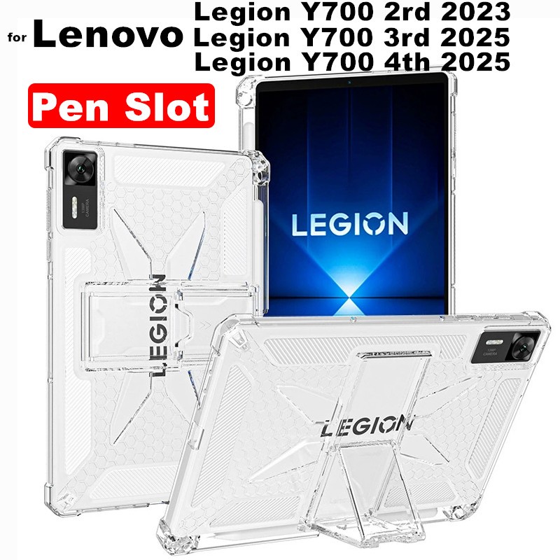 for Lenovo Legion Y700 4th 3rd 2rd TB321FU TB320FC 2025 2023 TPU Stand Cover Transparent Airbag Shoc