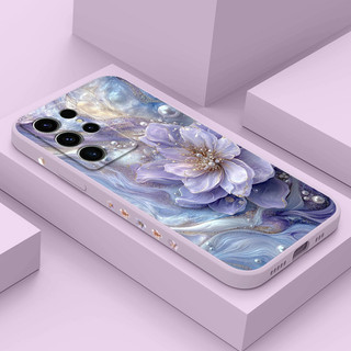 ดอกไม้ลูกแพร์เคสโทรศัพท์สําหรับ Samsung Galaxy S25 S24 S23 S22 FE Ultra Plus 5G ซิลิโคนเหลวด้านข้างรูปแบบฝาครอบ