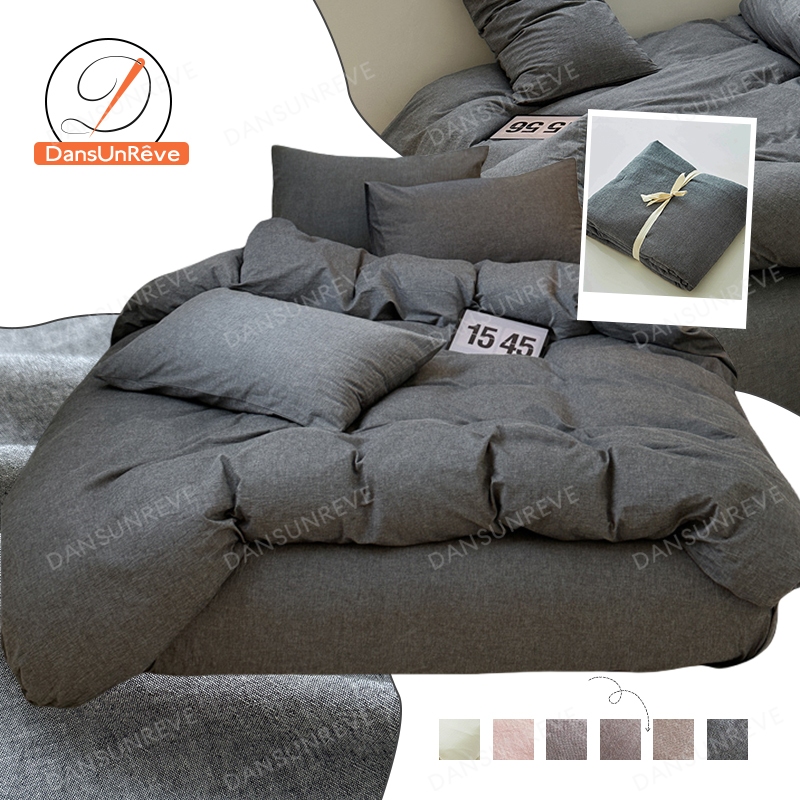 สีทึบ ผ้าฝ้าย 100% ปลอกผ้านวม 1 ชิ้น คอตตอน duvet cover 5ฟุต 6ฟุต 3ฟุต  3.5ฟุต ไม่มีผ้านวม