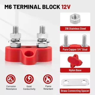 2 ชิ้น เทอร์มินอล บล๊อกต่อสายไฟ จุดต่อสายไฟ Bus Bar Terminal Block 5/16 นิ้ว M8 DC 48V Power Junction Block Power Distribution Block บัสบาร์ บาร์กราวด์ บาร์นิวทรัล เทอร์มินอลกราวด์