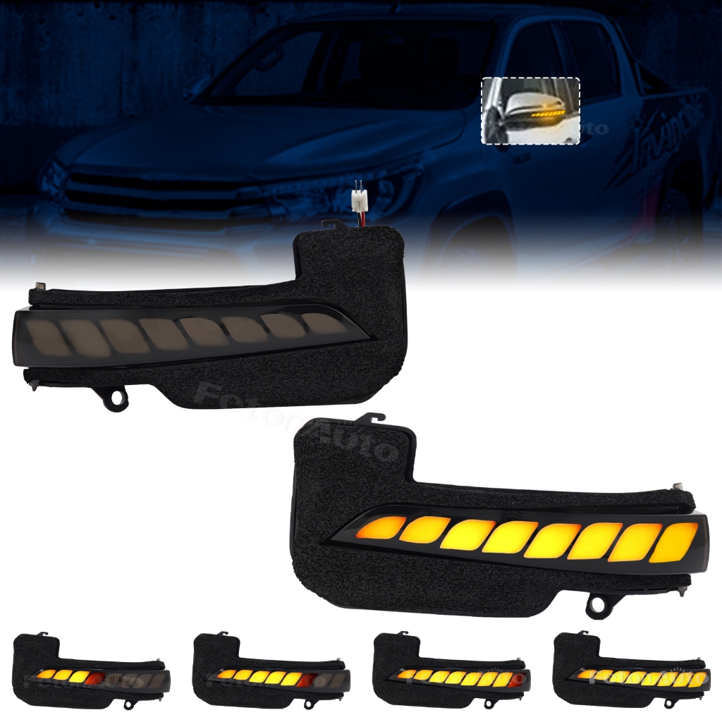 2 ชิ้น ไฟเลี้ยวไดนามิก LED สีเหลือง สําหรับ Toyota Hilux Revo Rocco Rogue Fortuner Innova SW4 2016+