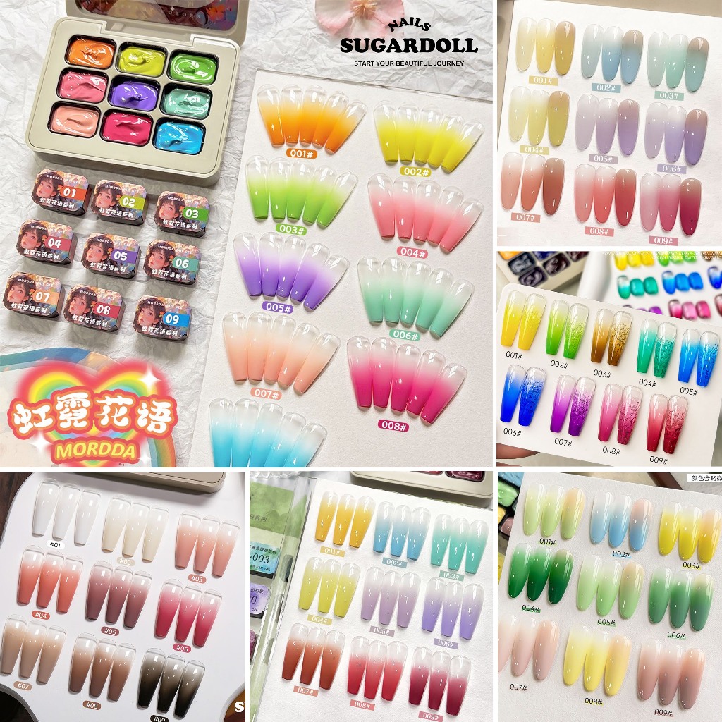 ✨พร้อมส่งในBangkok✨ Delicate หนาสูง Saturation Blooming Gradient 9 Grid Series ยาทาเล็บ No-Wash