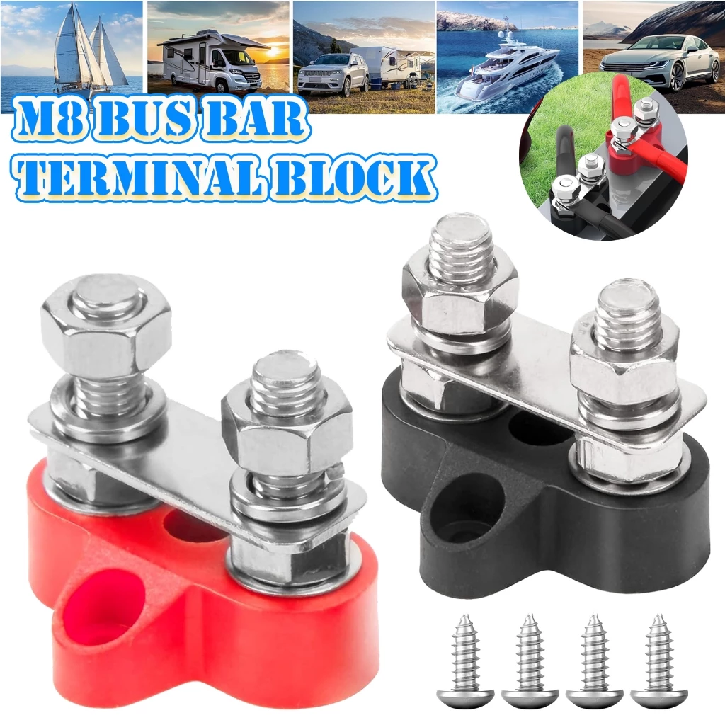 2 ชิ้น เทอร์มินอล บล๊อกต่อสายไฟ จุดต่อสายไฟ Bus Bar Terminal Block 5/16 นิ้ว M8 DC 48V Power Junction Block Power Distribution Block บัสบาร์ บาร์กราวด์ บาร์นิวทรัล เทอร์มินอลกราวด์