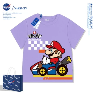 NASA เสื้อยืดเด็ก cotton 100% ลายการ์ตูน Super Mario เสื้อเด็กแขนสั้น ระบายอากาศดี ใส่สบาย