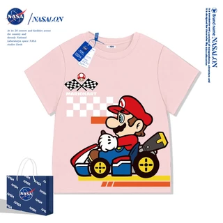 NASA เสื้อยืดเด็ก cotton 100% ลายการ์ตูน Super Mario เสื้อเด็กแขนสั้น ระบายอากาศดี ใส่สบาย