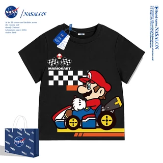 NASA เสื้อยืดเด็ก cotton 100% ลายการ์ตูน Super Mario เสื้อเด็กแขนสั้น ระบายอากาศดี ใส่สบาย