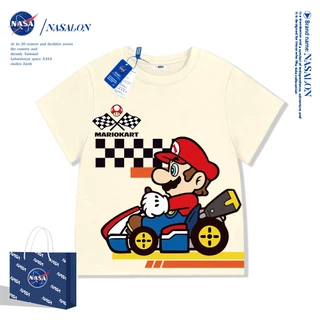 NASA เสื้อยืดเด็ก cotton 100% ลายการ์ตูน Super Mario เสื้อเด็กแขนสั้น ระบายอากาศดี ใส่สบาย