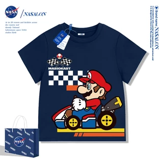 NASA เสื้อยืดเด็ก cotton 100% ลายการ์ตูน Super Mario เสื้อเด็กแขนสั้น ระบายอากาศดี ใส่สบาย
