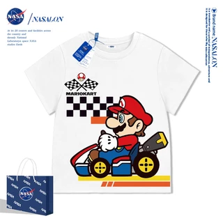 NASA เสื้อยืดเด็ก cotton 100% ลายการ์ตูน Super Mario เสื้อเด็กแขนสั้น ระบายอากาศดี ใส่สบาย