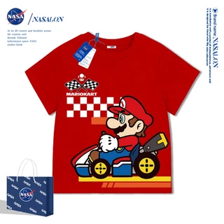 NASA เสื้อยืดเด็ก cotton 100% ลายการ์ตูน Super Mario เสื้อเด็กแขนสั้น ระบายอากาศดี ใส่สบาย