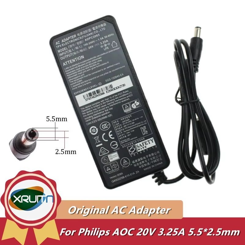 Original TPV ADPC2065 65W 20V 3.25A อะแดปเตอร์ AC สําหรับ MSI Optix G27CQ4 G32C4 (3DA6) G27C6 G27C6P G27CQ4P Monitor แหล่งจ่ายไฟ