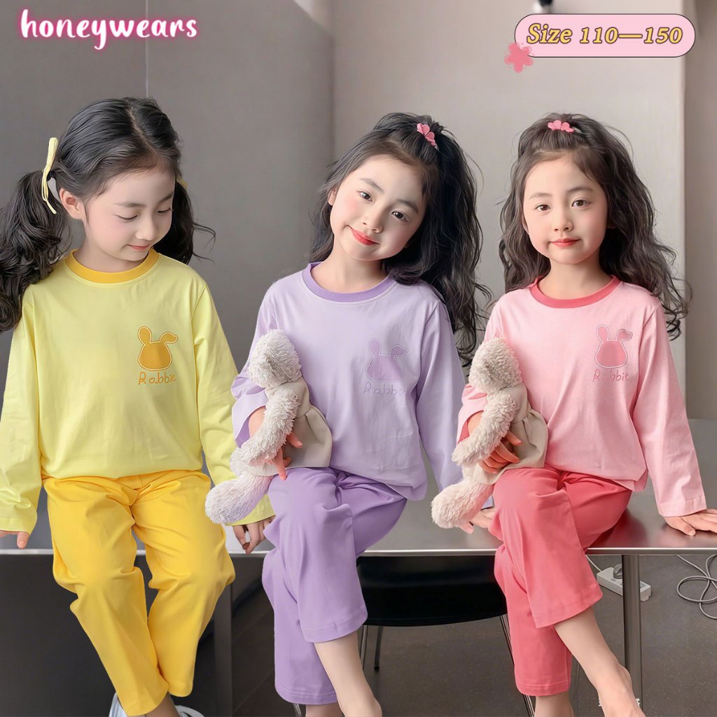 honeywears⚡พร้อมส่ง⚡ชุดบ้านเด็ก ชุดนอนลำลองเด็กผู้หญิง น่ารัก สวยหวาน ใส่สบาย สำหรับฤดูร้อน หลายสีให้เลือก ไซส์ 100-150
