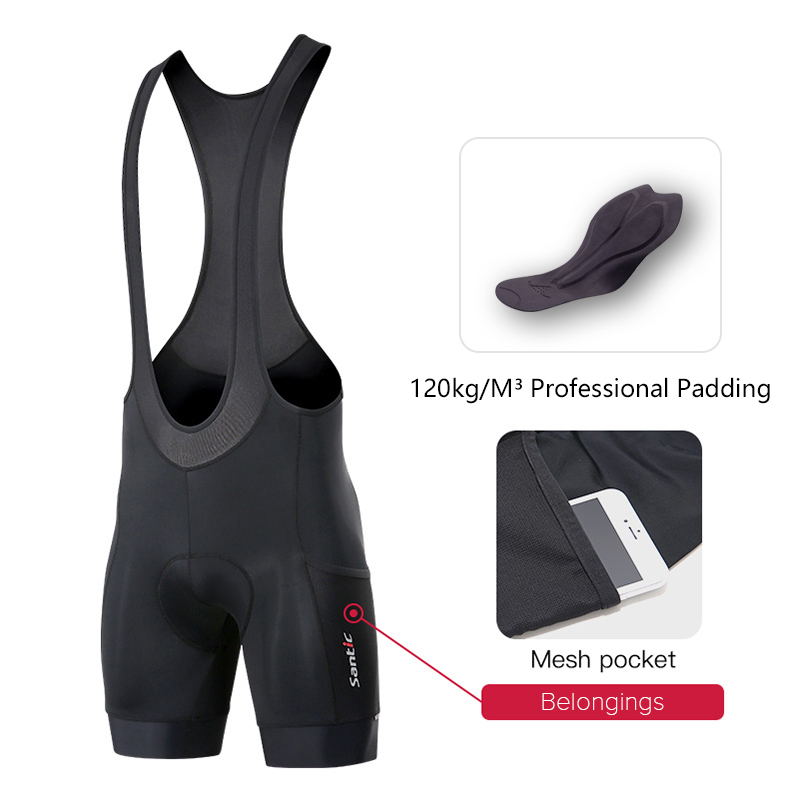 Santic ผู้ชายขี่จักรยาน Bib กางเกงขาสั้นจักรยานกางเกงขาสั้น 4D เบาะแผนที่ MTB จักรยานกางเกง Quick-D แห้ง Breathable ขี่จักรยานเสื้อผ้า KM25C05202