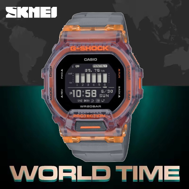 （สิงค้าขายดี）รุ่นฮิต สายแฟชั่น นาฬิกาผู้ชาย สีดำ หน้าปัดดิจิตอล สายเรซิ่น พร้อมส่ง รับประกัน 1 ปี รุ่น GBD-200SM-1A5