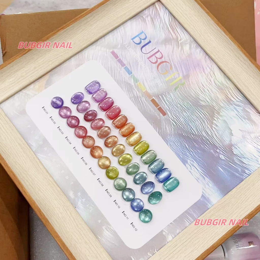 BUBGIR NAIL 12สี สีเจลแคทอายเนื้อซาติน สีลูกแก้ว ฟรีชาร์ทสี Cat eye 7รุ่น (แถม ชาร์ทสี ทามาให้แล้ว)