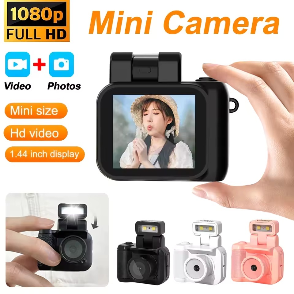 Y4000 กล้องขนาดเล็กพร้อมไฟแฟลชหน้าจอ LCD แบบพกพา Pocket Cam Video Recorder HD 1080P กล้องดิจิตอลนักเ