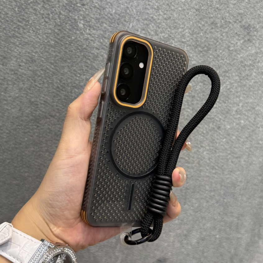 Cooling Magnetism Case For Samsung S25Ultra S25Plus S24Ultra S24Plus S25 S24 Honeycomb การกระจายความร้อน Two-Tone Designmagnetism ชาร์จ ราคา ถูกที่สุด ดีลบีเคเค