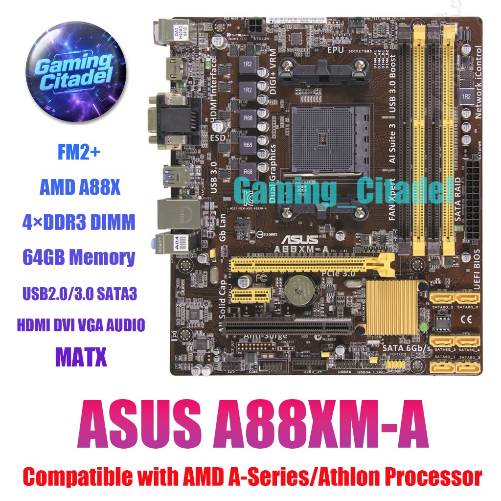 ใช้เมนบอร์ด ASUS A88XM-A MATX DDR3 FM2+ A88X เข้ากันได้กับโปรเซสเซอร์ AMD A-Series/Athlon ทดสอบ