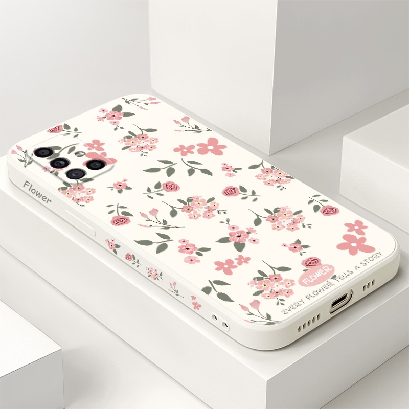 SAMSUNG เคสโทรศัพท์สําหรับSamsung Galaxy A71 A51 A31 A21S A11 A50 A30 A30S A20 A20S A10 4G 5G Note 20 Ultraดอกไม้สีชมพูปลอก