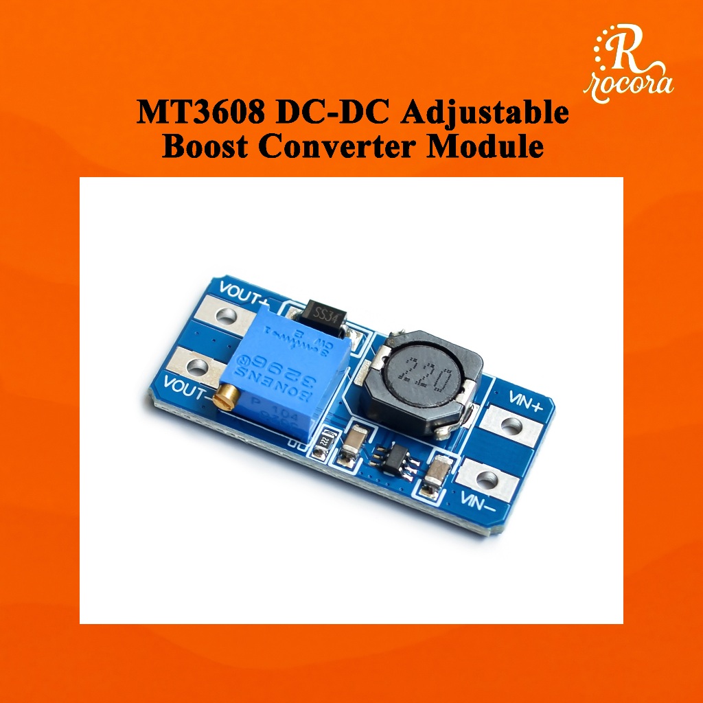 โมดูลแปลงไฟ DC-DC MT3608 ปรับแรงดันได้ กว้าง 2-24V ขึ้น 5V/9V/12V/28V สำหรับอุปกรณ์อิเล็กทรอนิกส์