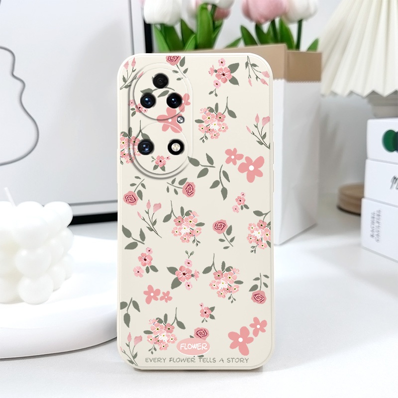 ดอกไม้สีชมพูเคสโทรศัพท์สําหรับ Huawei P50 P30 Pro Nova 9 8i 7i 3i ปกอ่อน - รูปที่ 2