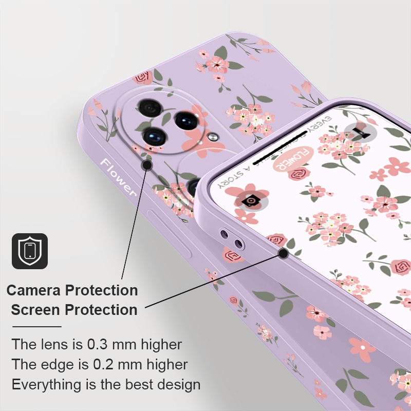 ดอกไม้สีชมพูเคสโทรศัพท์สําหรับ Huawei P50 P30 Pro Nova 9 8i 7i 3i ปกอ่อน - รูปที่ 3