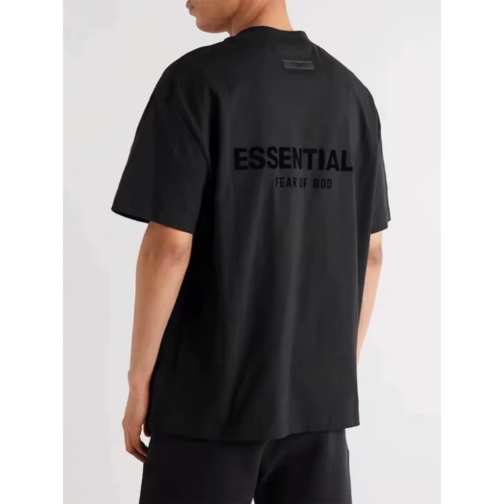 ใหม่ FEAR FOG ESS ฤดูร้อน High Street Plush Letter แขนสั้น High Street หลวมคู่เสื้อยืดอินเทรนด์