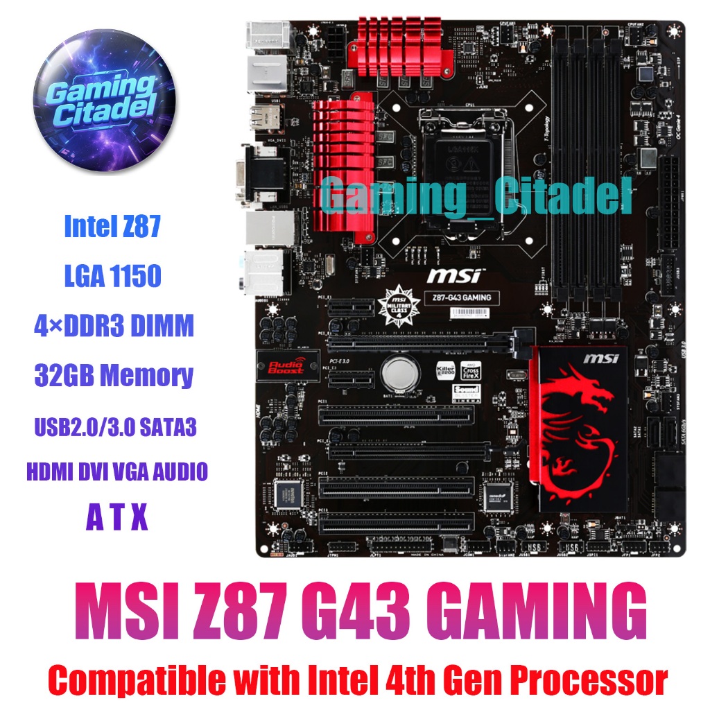 ใช้ MSI Z87 G43 GAMING ATX DDR3 เมนบอร์ด LGA 1150 เข้ากันได้กับโปรเซสเซอร์ Intel 4th Gen ทดสอบ