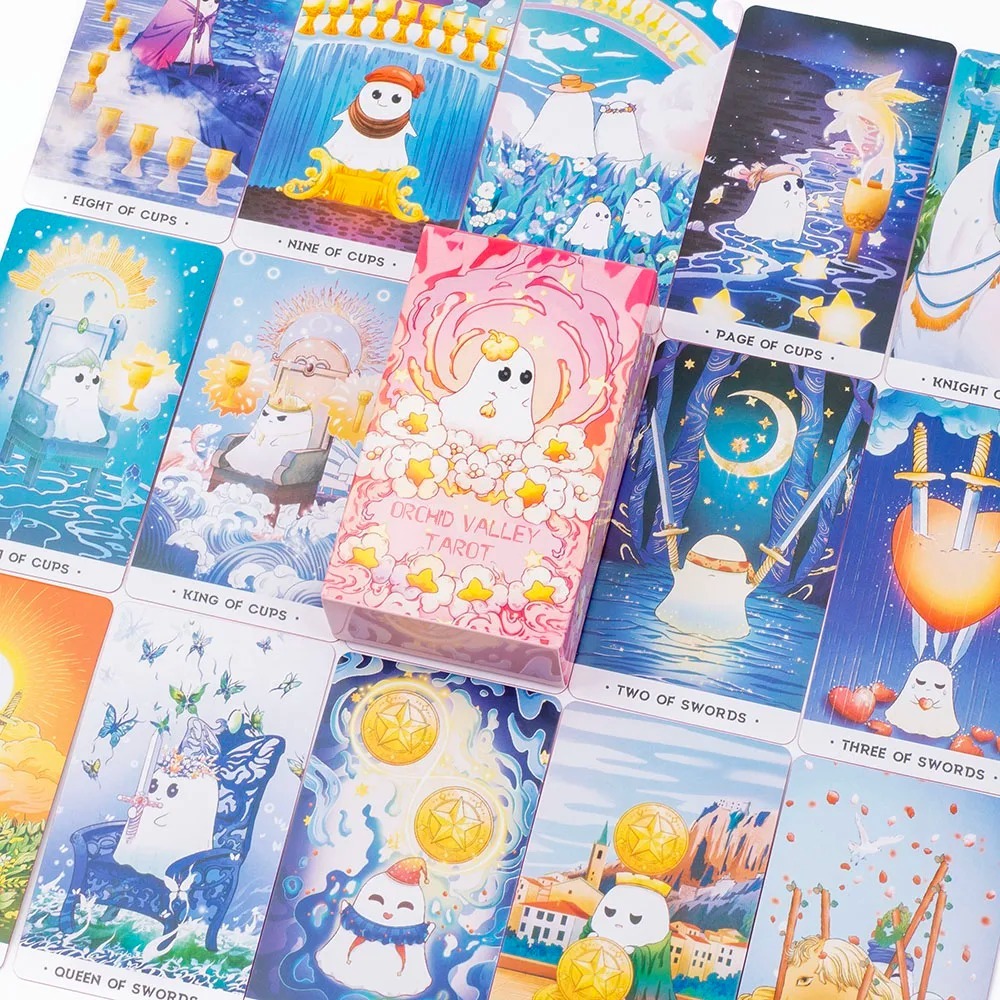Orchid Valley Tarot 80 การ์ดการ์ตูน Deck English Visions Divination Deck Board เล่นเกม