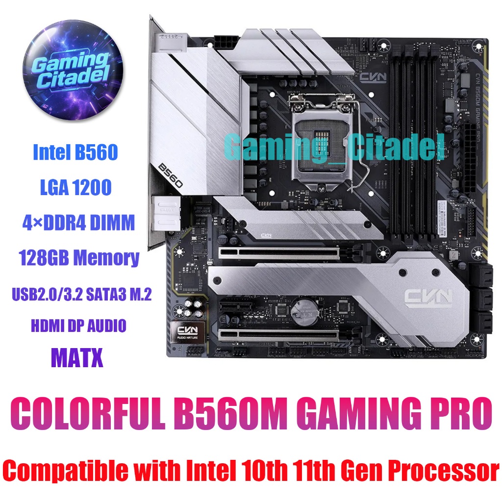 ใช้ COLORFUL B560M GAMING PRO MATX เมนบอร์ด DDR4 B560 ชิปเซ็ต LGA 1200 ใช้งานร่วมกับ Intel 10th 11th