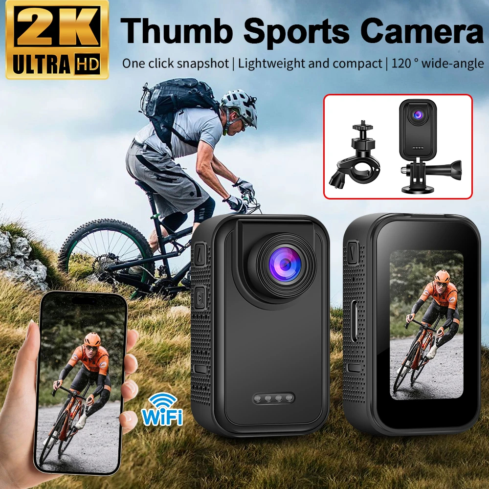 2KThumb Action Camera Pocket Sport Cam 1.47 นิ้ว 120 มุม WIFI Recorder Professional Photo แบบพกพากีฬ