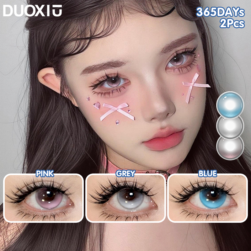 DUOXIU Ballet คอนแทคเลนส์ 14.5 มม. สีชมพู สีฟ้า สีเทา Hydrating และสะดวกสบาย เหมาะสําหรับสวมใส่ทุกวัน 1YEARS USE 0-800