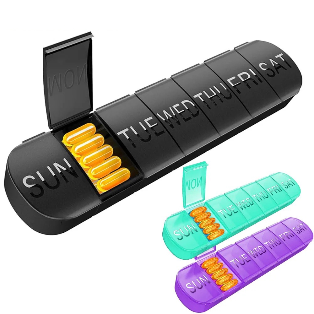 กล่องยา 7 วันขนาดใหญ่ Pill Organizer พร้อมช่องใส่ยา Pill Box สำหรับวิตามิน น้ำมันปลา และอาหารเสริม พกพาได้