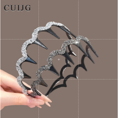 ที่คาดผมแบบบางหรูหราสำหรับปี 2025 ออกแบบมาพร้อมฟันสำหรับผู้หญิง