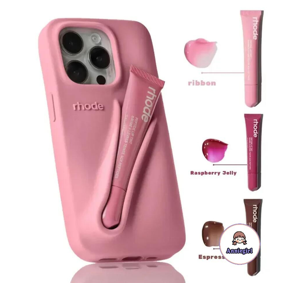 พร้อมลิปสติกซิลิโคนเคสโทรศัพท์สําหรับ IPhone 11 16 14 15 Pro Max 12 13 ProMax 16 Plus ตลก 3D Make-Up Holder Drop ทนนุ่มโทรศัพท์ปกหลัง