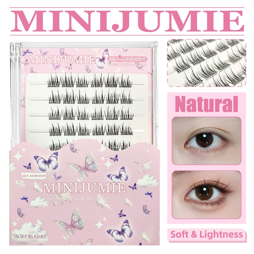 ✈️ขนตาปลอมแบบมีกาวในตัว ขนตาปลอม มิงค์เทียม, ขนตาปลอมส่วนก้านหนาพิเศษธรรมชาติ, ความจุมาก