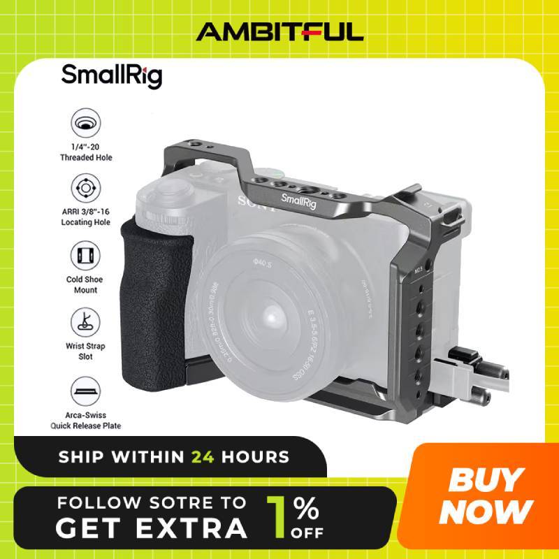SmallRig A6700 กรง HawkLock Quick Release Cage Kit สําหรับ Sony Alpha 6700 w ซิลิโคน Grip & Cable Cl