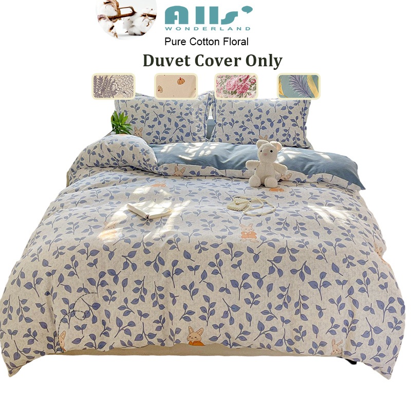 1ชิ้น ปลอกผ้านวม 100%คอตตอน cotton duvet cover only 5ฟุต 6ฟุต 3ฟุต ดอกไม้ กระต่าย 1200เส้นด้าย ไม่มี