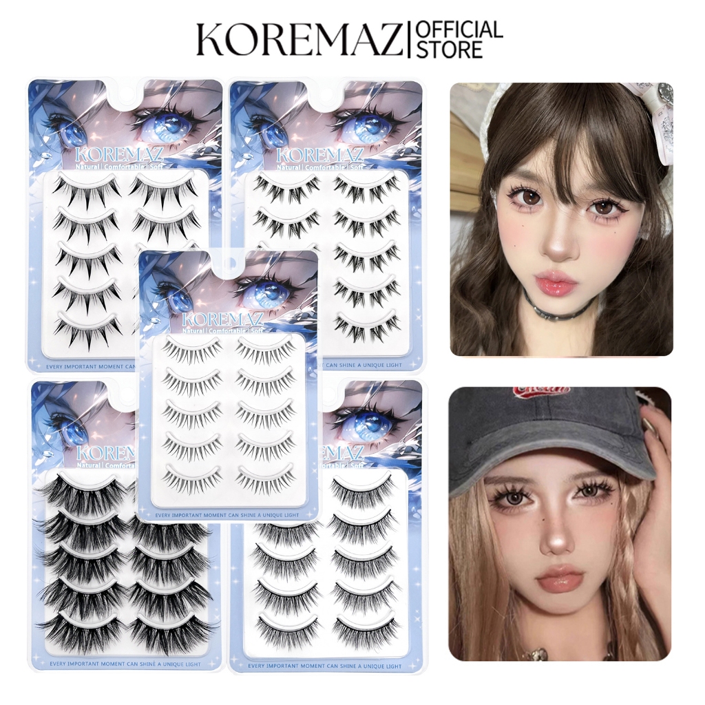 Koremaz 5 คู่ Fox Eyes ขนตาและทีมสาว,บุคคลของขนตาปลอมเทอร์เรียโปร่งใสนุ่มนํากลับมาใช้ใหม่ได้
