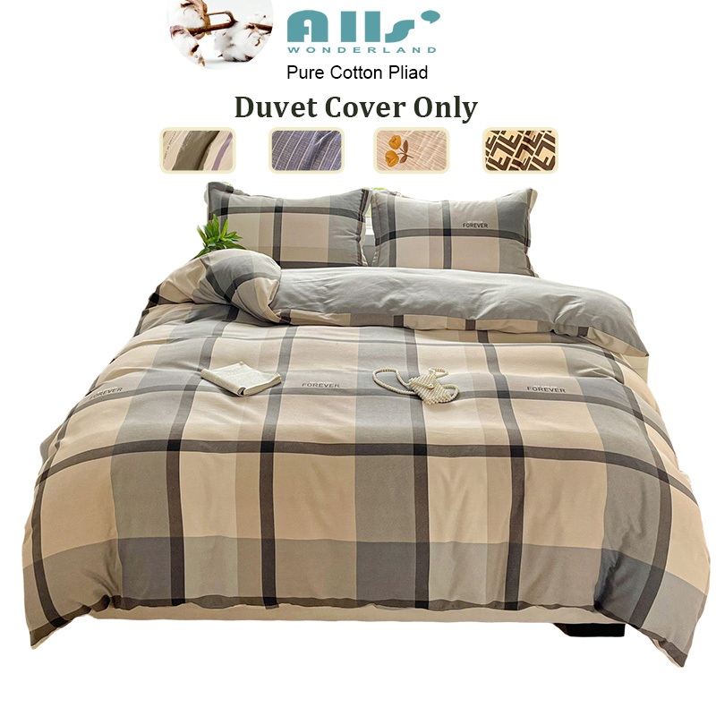 1ชิ้น ปลอกผ้านวม 100%คอตตอน ลายสก๊อต cotton ลาย duvet cover only 5ฟุต 6ฟุต 3ฟุต 1200เส้นด้าย ไม่มีผ้