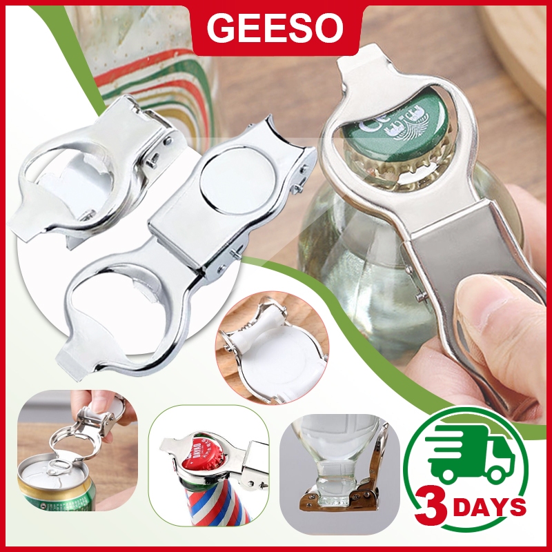 GEESO ที่เปิดขวด ที่เปิดฝาขวดอเนกประสงค์ 2in1 สำหรับเปิด ปิดขวดเบียร์ น้ำอัดลม โซดา กระป๋อง Stainless Steel Can Opener Adjustable Bottle Opener 折叠开瓶器