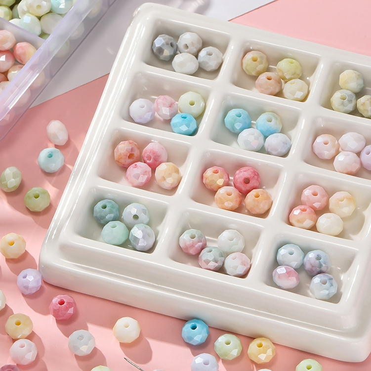 St.kunkka 6x8 มม 30-60 ชิ้นลูกปัดแก้วคริสตัล ลูกปัดแก้ว ใช้สำหรับการทำเครื่องประดับ DIY