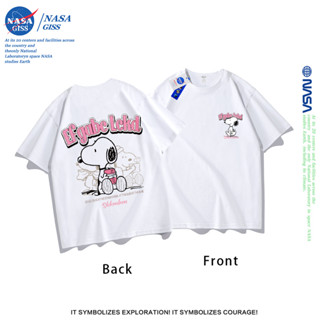 NASA เสื้อยืดชายหญิงแขนสั้น สตรีทฮิปฮอป summer Snoopy พิมพ์ล…
