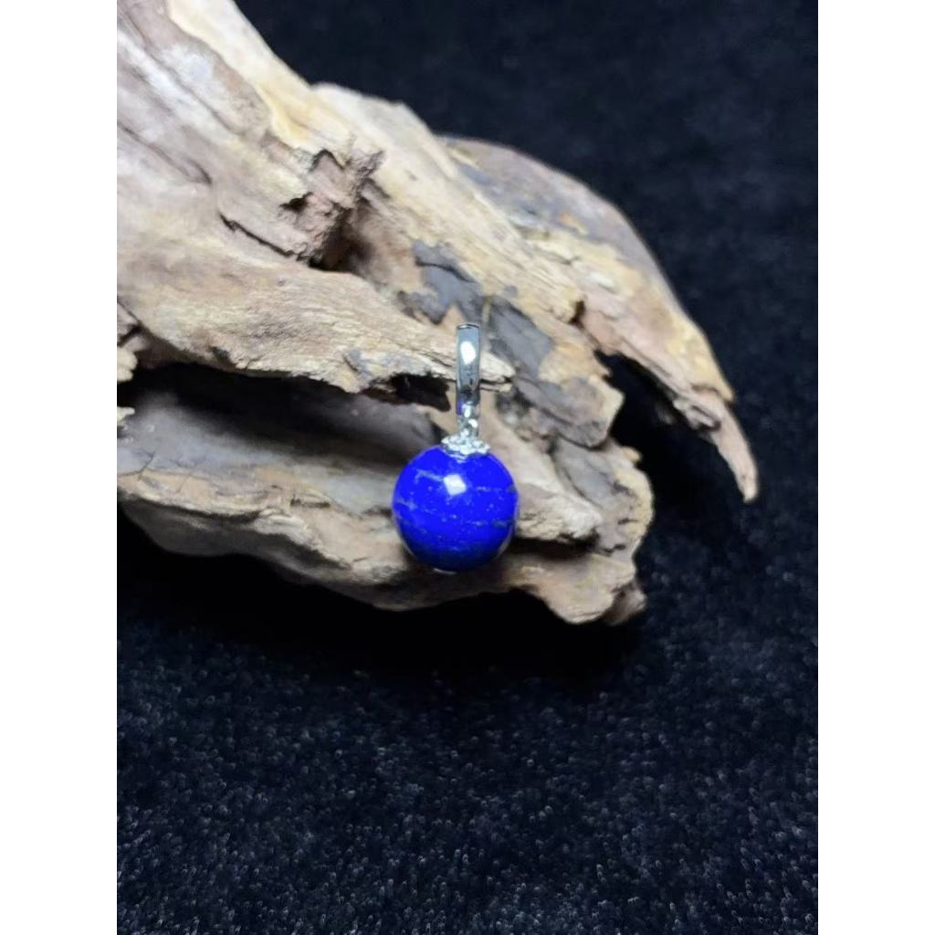 925 เงินธรรมชาติ Lapis Lazuli รอบลูกปัดจี้ Universal Buckle Lazuli จี้ 12 มม